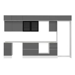 Alvinka 370X240 Cm High Gloss Mutfak Dolabı Mb-E80S45S45-3 High Gloss | Antrasit - Mdf