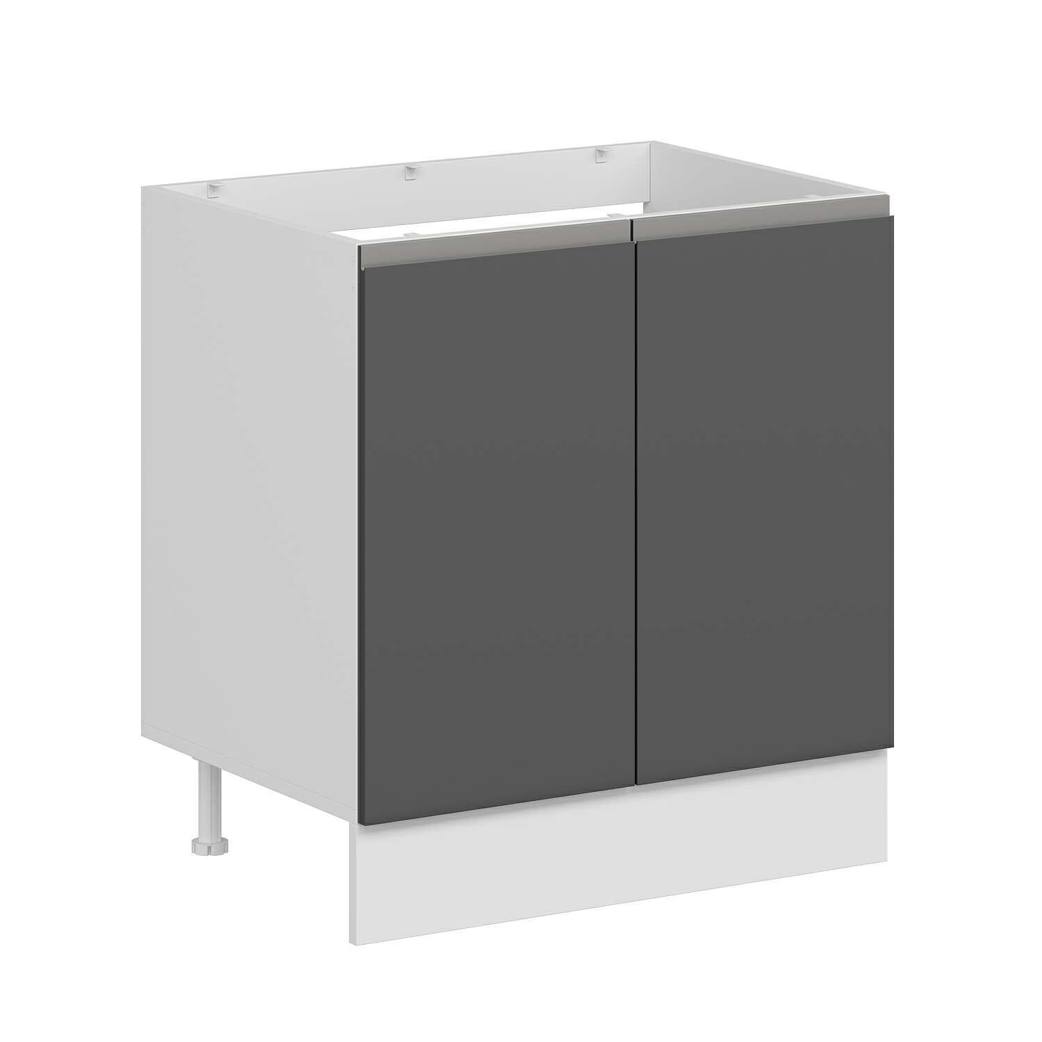 Alvinka Mutfak Modül Hg_J Alt 2K 80Cm Evye Dolap Beyaz Antrasit Mdf