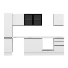 Alvinka 300X210 Cm High Gloss Mutfak Dolabı Mb-E90B40S50-3 High Gloss | Beyaz - Suntalam