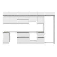 Alvinka 375X240 Cm High Gloss Mutfak Dolabı Mb-E80S45S50-1 High Gloss | Beyaz - Suntalam