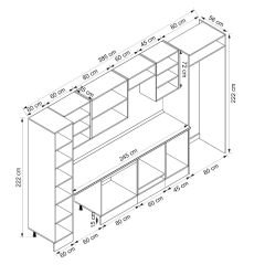 Alvinka 385X222 Cm Klasik Mebran Mutfak Dolabı Beyaz Beyaz Mbb-E80B60S45-3