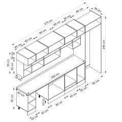 Alvinka 375X240 Cm High Gloss Mutfak Dolabı Mb-E80S45S50-1 High Gloss | Beyaz - Mdf