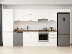 Alvinka 390X222 Cm Klasik Mebran Mutfak Dolabı Beyaz Beyaz Mbb-E80B60S50-1