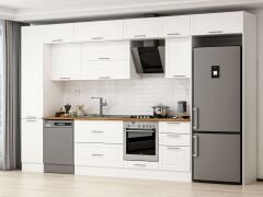 Alvinka 375X240 Cm Klasik Mebran Mutfak Dolabı Mbb-E80B45S50-2 Mebran | Beyaz - Suntalam