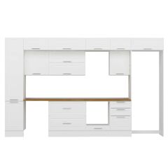 Alvinka 375X240 Cm Klasik Mebran Mutfak Dolabı Mbb-E80B45S50-2 Mebran | Beyaz - Suntalam