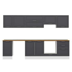 Alvinka 315X210 Cm Klasik Mebran Mutfak Dolabı M-E90S45S60-1 Mebran | Antrasit - Mdf