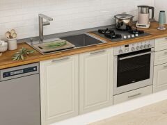 Alvinka 390X222 Cm Klasik Mebran Mutfak Dolabı Mbb-E80B60S50-3 Mebran | Kumtaşı - Suntalam