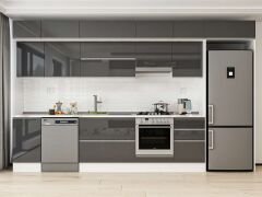 Alvinka 375X240 Cm High Gloss Mutfak Dolabı Mb-E80S45S50-1 High Gloss | Antrasit - Suntalam