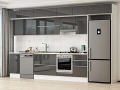 Alvinka 375X240 Cm High Gloss Mutfak Dolabı Mb-E80S45S50-1 High Gloss | Antrasit - Suntalam