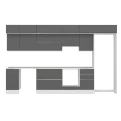 Alvinka 375X240 Cm High Gloss Mutfak Dolabı Mb-E80S45S50-1 High Gloss | Antrasit - Suntalam