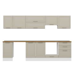 Alvinka 315X210 Cm Klasik Mebran Mutfak Dolabı M-E90S45S60-1 Mebran | Kumtaşı - Mdf