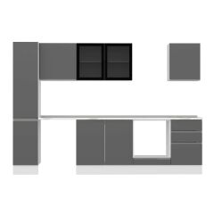 Alvinka 300X210 Cm High Gloss Mutfak Dolabı Mb-E90B40S50-3 High Gloss | Antrasit - Mdf