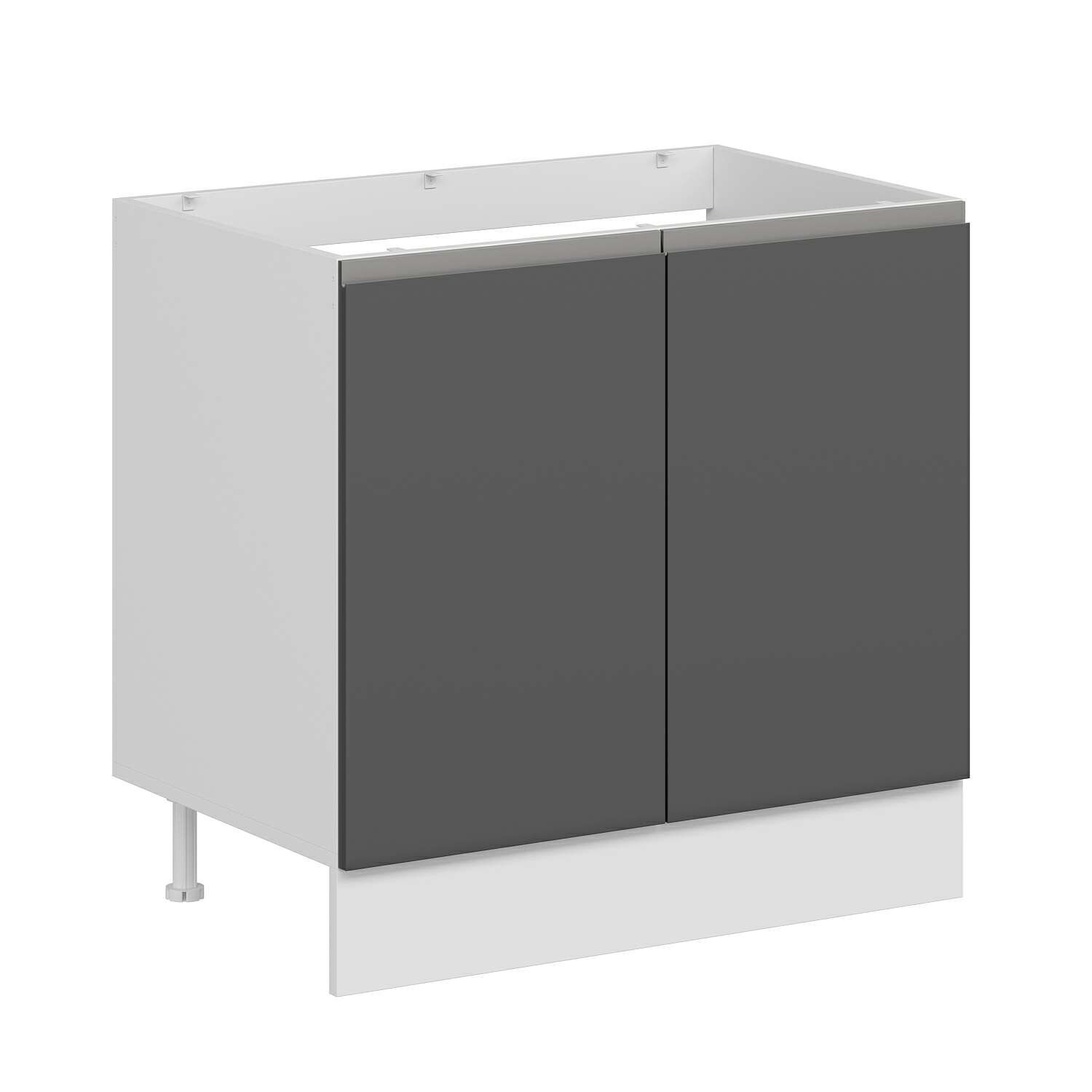 Alvinka Mutfak Modül Hg_J Alt 2K 90Cm Evye Dolap Beyaz Antrasit Mdf