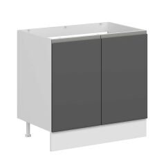 Alvinka Mutfak Modül Hg_J Alt 2K 90Cm Evye Dolap Beyaz Antrasit Mdf