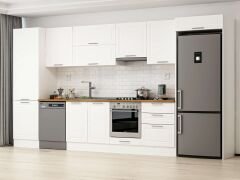 Alvinka 400X222 Cm Klasik Mebran Mutfak Dolabı Beyaz Beyaz Mbb-E80B60S60-1