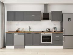 Alvinka 315X210 Cm Klasik Mebran Mutfak Dolabı M-E90S45S60-2 Mebran | Antrasit - Suntalam