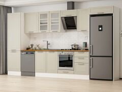 Alvinka 390X222 Cm Klasik Mebran Mutfak Dolabı Mbb-E80B60S50-3 Mebran | Kumtaşı - Mdf