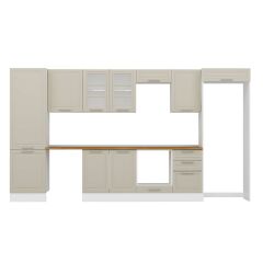 Alvinka 390X222 Cm Klasik Mebran Mutfak Dolabı Mbb-E80B60S50-3 Mebran | Kumtaşı - Mdf