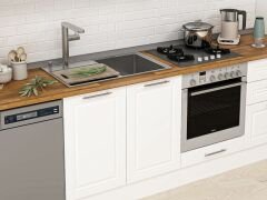Alvinka 400X222 Cm Klasik Mebran Mutfak Dolabı Beyaz Beyaz Mbb-E80B60S60-2