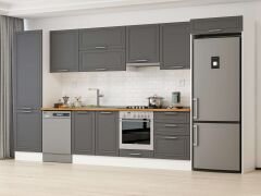 Alvinka 400X222 Cm Klasik Mebran Mutfak Dolabı Mbb-E80B60S60-1 Mebran | Antrasit - Suntalam