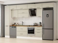 Alvinka 375X240 Cm Klasik Mebran Mutfak Dolabı Mbb-E80B45S50-2 Mebran | Kumtaşı - Mdf