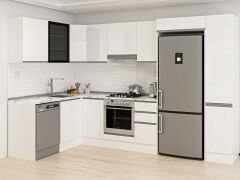 Alvinka 180-330X222 Cm Hg_J Köşe Mutfak Dolabı Beyaz - Mdf