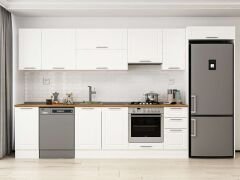 Alvinka 370X222 Cm Klasik Mebran Mutfak Dolabı Beyaz Beyaz Mb-E90S40S40-1