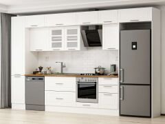 Alvinka 375X240 Cm Klasik Mebran Mutfak Dolabı Mbb-E80B45S50-3 Mebran | Beyaz - Suntalam