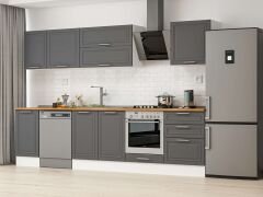 Alvinka 315X210 Cm Klasik Mebran Mutfak Dolabı M-E90S45S60-2 Mebran | Antrasit - Mdf