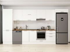 Alvinka 400X222 Cm Klasik Mebran Mutfak Dolabı Mbb-E80B60S60-1 Mebran | Beyaz - Mdf