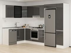 Alvinka 180-330X222 Cm Hg_J Köşe Mutfak Dolabı Antrasit - Mdf