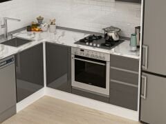 Alvinka 180-330X222 Cm Hg_J Köşe Mutfak Dolabı Antrasit - Mdf