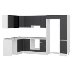 Alvinka 180-330X222 Cm Hg_J Köşe Mutfak Dolabı Antrasit - Mdf