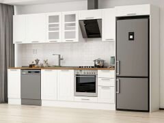 Alvinka 370X222 Cm Klasik Mebran Mutfak Dolabı Beyaz Beyaz Mb-E90S40S40-3