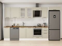 Alvinka 370X222 Cm Klasik Mebran Mutfak Dolabı Beyaz Beyaz Mb-E90S40S40-3