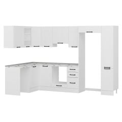 Alvinka 180-330X222 Cm Mbr_A Köşe Mutfak Dolabı Beyaz - Suntalam
