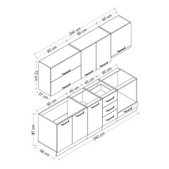 Minar 240 Cm Mutfak Dolabı Beyaz Dore 240-D6