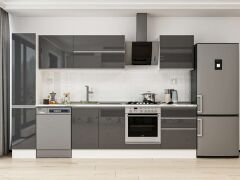 Alvinka 310X210 Cm High Gloss Mutfak Dolabı Mb-E90B40S60-2 High Gloss | Antrasit - Suntalam