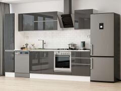 Alvinka 310X210 Cm High Gloss Mutfak Dolabı Mb-E90B40S60-2 High Gloss | Antrasit - Suntalam