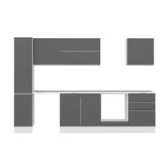 Alvinka 310X210 Cm High Gloss Mutfak Dolabı Mb-E90B40S60-2 High Gloss | Antrasit - Suntalam