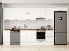 Alvinka 375X222 Cm Klasik Mebran Mutfak Dolabı Beyaz Beyaz Mb-E90S40S45-1