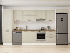 Alvinka 400X222 Cm Klasik Mebran Mutfak Dolabı Mbb-E80B60S60-1 Mebran | Kumtaşı - Mdf