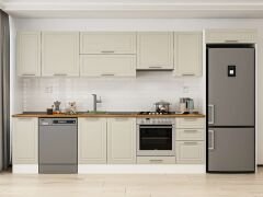 Alvinka 375X222 Cm Klasik Mebran Mutfak Dolabı Beyaz Beyaz Mb-E90S40S45-1