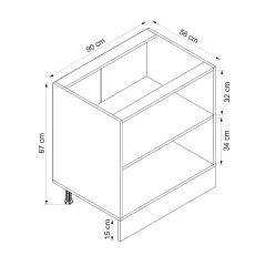 Alvinka Mutfak Modül Hg_J Alt 2K1R 90Cm Dolap Beyaz Antrasit Suntalam