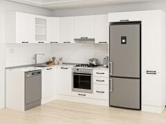 Alvinka 180-330X222 Cm Mbr_A Köşe Mutfak Dolabı Beyaz - Mdf