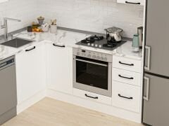 Alvinka 180-330X222 Cm Mbr_A Köşe Mutfak Dolabı Beyaz - Mdf