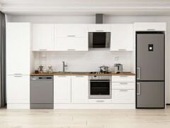 Alvinka 400X222 Cm Klasik Mebran Mutfak Dolabı Mbb-E80B60S60-2 Mebran | Beyaz - Suntalam