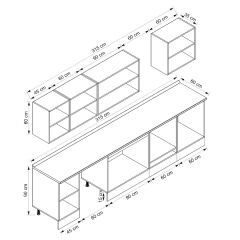 Alvinka 315X210 Cm Klasik Mebran Mutfak Dolabı M-E90S45S60-3 Mebran | Kumtaşı - Suntalam