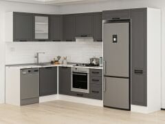 Alvinka 180-330X222 Cm Mbr_A Köşe Mutfak Dolabı Antrasit - Suntalam