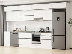 Alvinka 385X240 Cm High Gloss Mutfak Dolabı Mb-E80S45S60-1 High Gloss | Beyaz - Suntalam